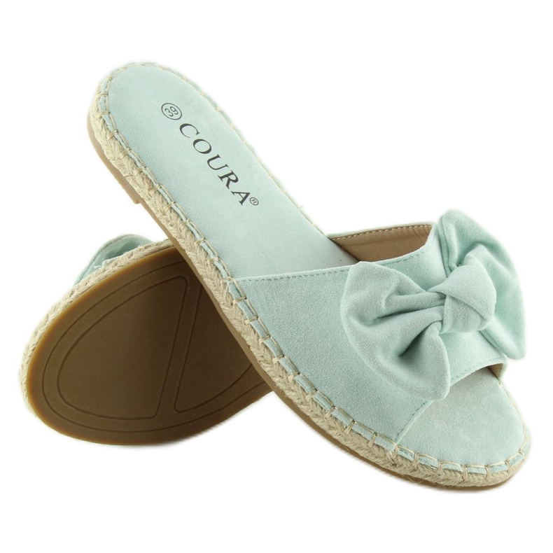 Menta 8758 pantofole verdi con fiocco verde 2