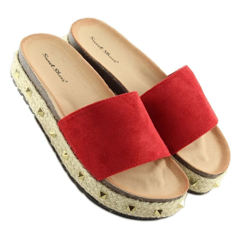 Rosso LS51 Ciabatte espadrillas rosse 1