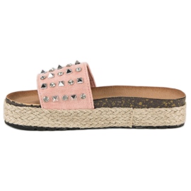 L. Lux. Shoes Espadrillas infradito con borchie rosa 1