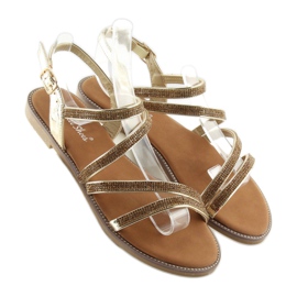 Sandali con zirconi dorati K952 gold d'oro 2
