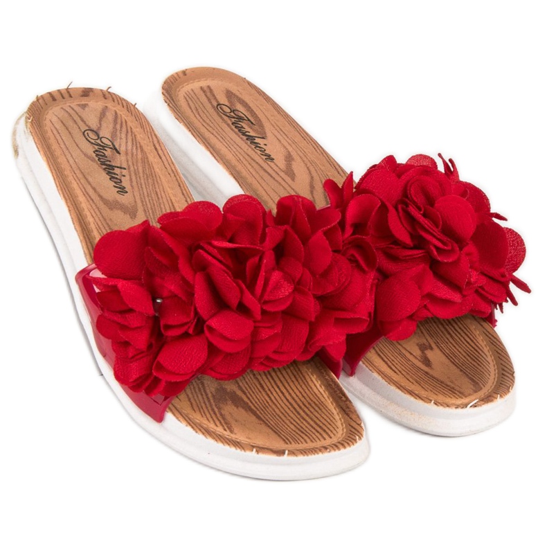 Infradito rosse con fiori rosso 2