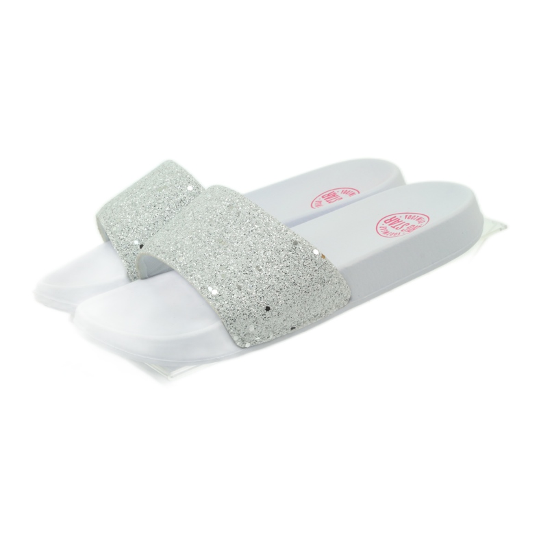 Ciabatte profilate Big Star glitter bianco grigio 4
