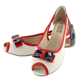 Ballerine open toe bianche D314 bianco rosso 2
