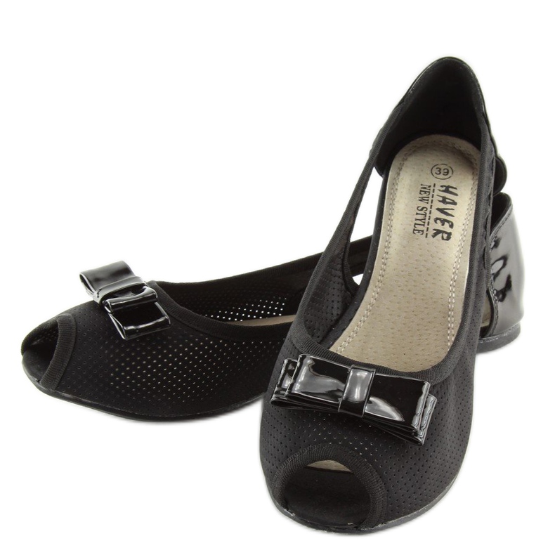 Ballerine open toe nere D314 nero 2