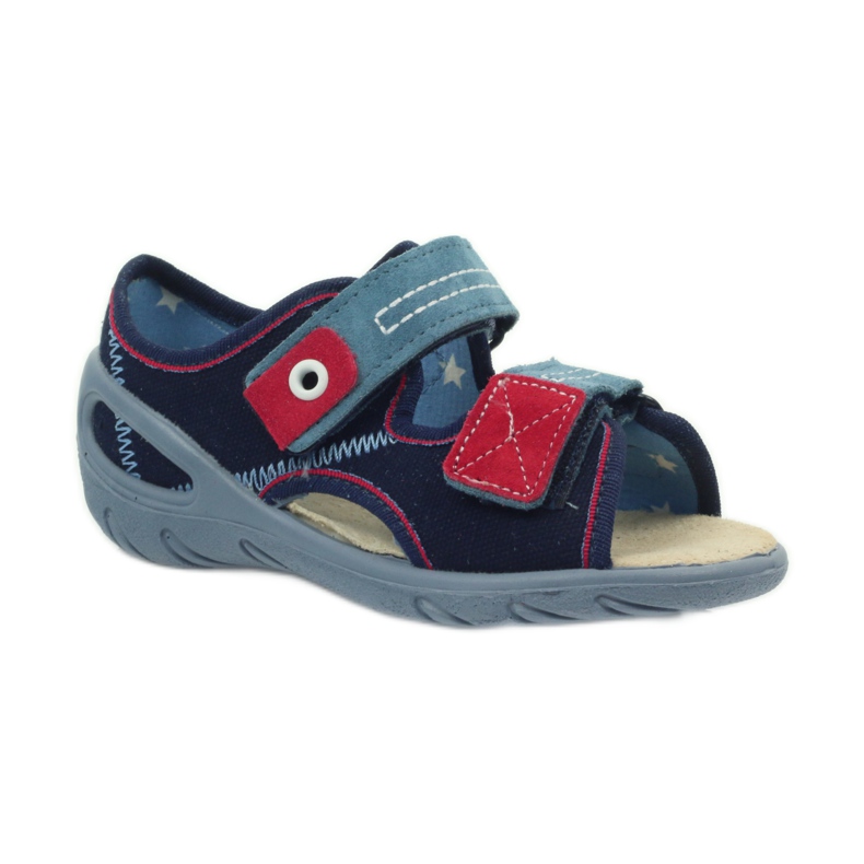 Sandali, inserto in pelle Befado 065x blu rosso blu navy 1