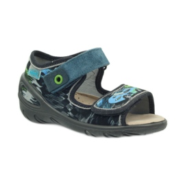 Sandali con inserto in pelle Befado 433P blu grigio verde 1