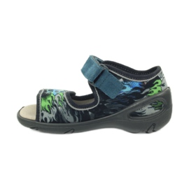Sandali con inserto in pelle Befado 433P blu grigio verde 2