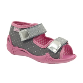 Ciabatte sandali con pois Befado 242p082 grigio rosa 1