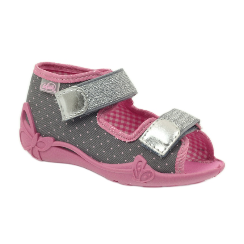 Ciabatte sandali con pois Befado 242p082 grigio rosa 1