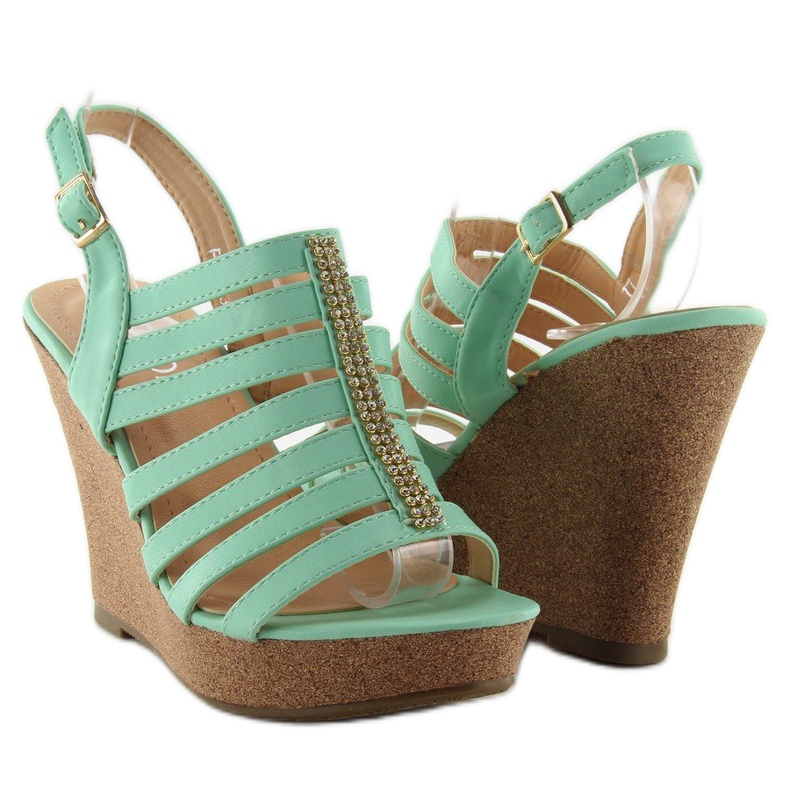 Sandali con zeppa FA77 Verde 2