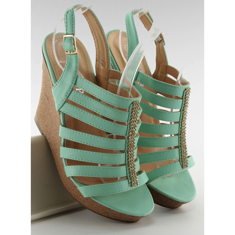 Sandali con zeppa FA77 Verde 1