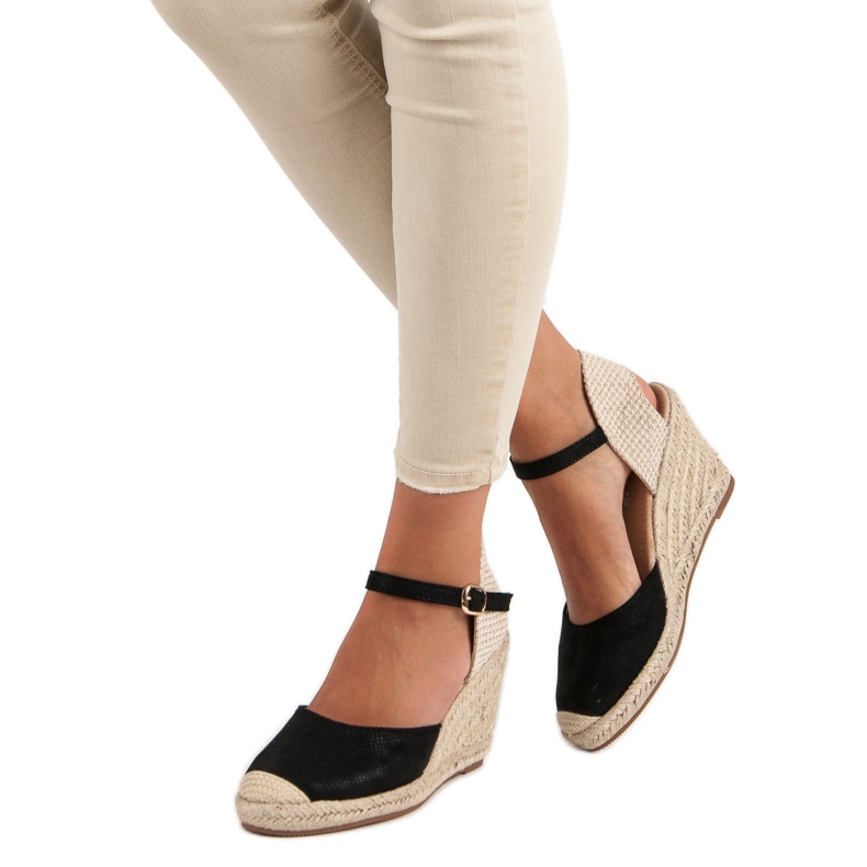 Nio Nio Sandali espadrillas con zeppa nero marrone 1
