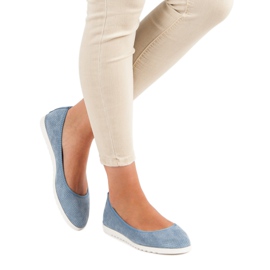 Sun Color Ballerine in camoscio traforato blu 1