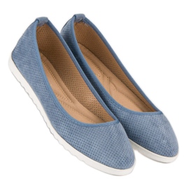Sun Color Ballerine in camoscio traforato blu 2
