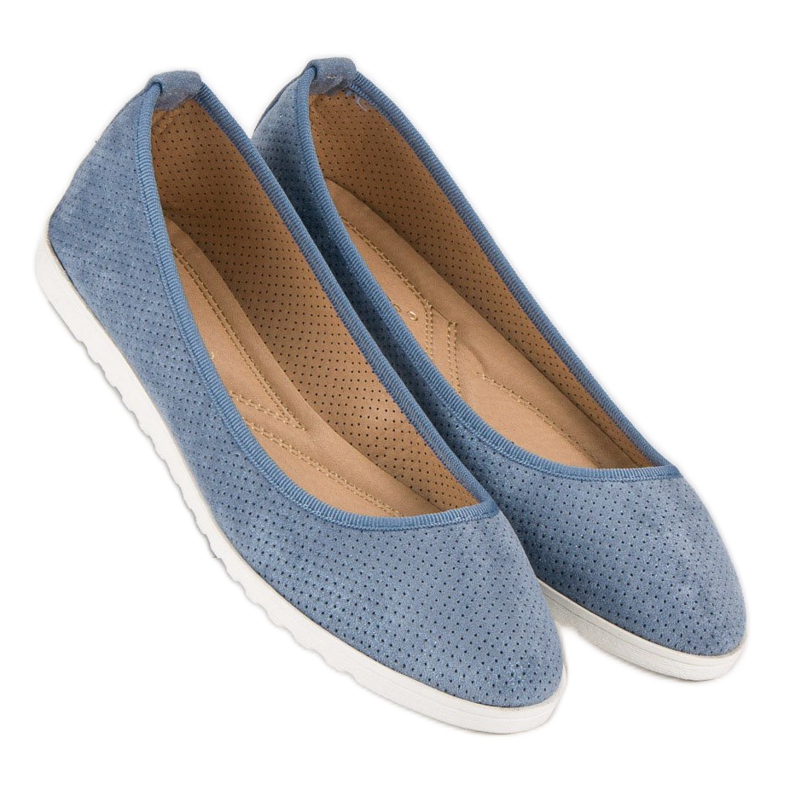 Sun Color Ballerine in camoscio traforato blu 2