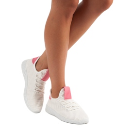 Scarpe sportive bianche bianca rosa 2