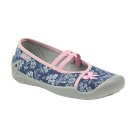 Ciabatte a fiori Befado 116y232 jeans blu rosa blu navy 1