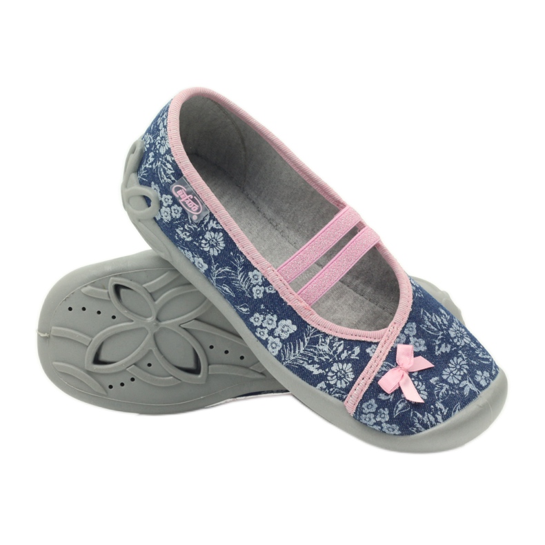 Ciabatte a fiori Befado 116y232 jeans blu rosa blu navy 3