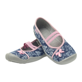 Ciabatte a fiori Befado 116y232 jeans blu rosa blu navy 4