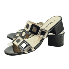 Ciabatte Sagan nere e dorate nero giallo 3