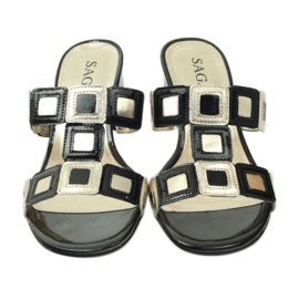 Ciabatte Sagan nere e dorate nero giallo 4