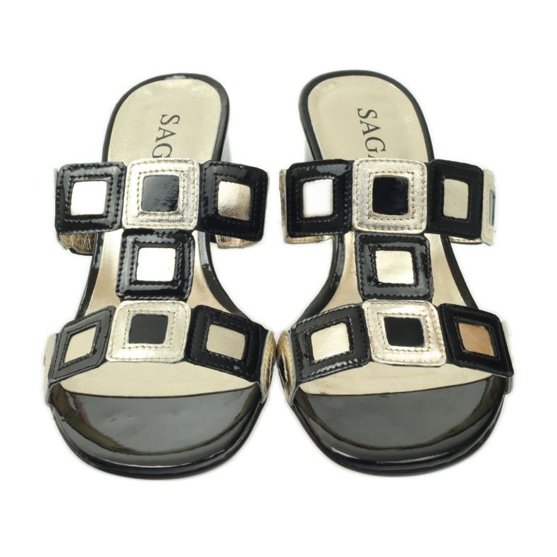 Ciabatte Sagan nere e dorate nero giallo 4