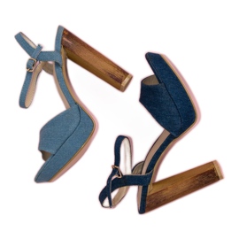 R'S Sandali in denim con tacco alto blu 1