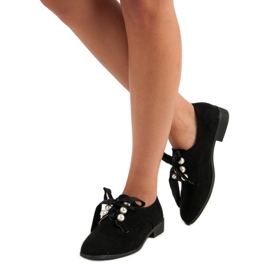 Tina&Co Scarpe allacciate con perle nero 1