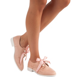 Tina&Co Scarpe allacciate con perle rosa 1
