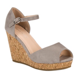 Super Me Sandali con zeppa in sughero grigio 1