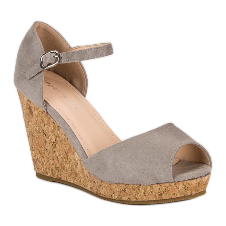 Super Me Sandali con zeppa in sughero grigio 1