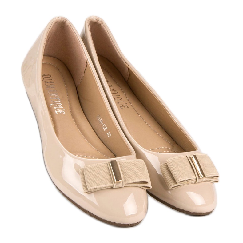 Ballerine laccate con fiocco marrone 2