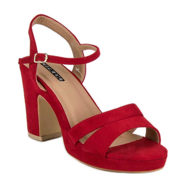 Milaya Sandali alla moda con tacco alto rosso 1