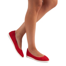 Sun Color Ballerine in camoscio traforato rosso 2