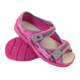 Sandali, ciabatte in velcro Befado 969y112 grigio rosa 3