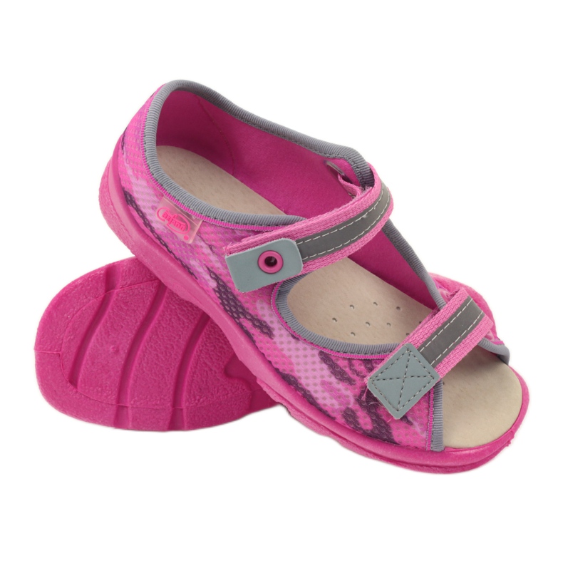 Sandali, ciabatte in velcro Befado 969y112 grigio rosa 3