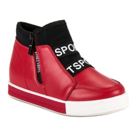 Sneakers rosse con cerniera nero rosso 1