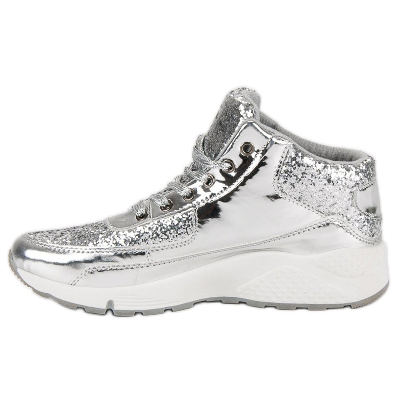 Sneakers argento con glitter grigio 1