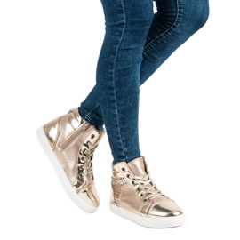 Sneakers laccate sopra la caviglia giallo 2