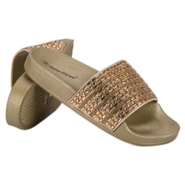 Eleganti pantofole dorate d'oro 2