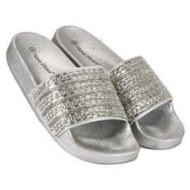 Eleganti pantofole argento grigio 1