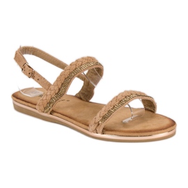 Fama Sandali piatti in pelle scamosciata marrone 1