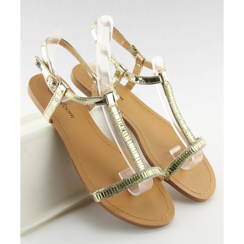 Sandali con zirconi dorati SY644 gold d'oro 1