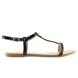 Sandali con zirconi neri SY644 neri nero 2