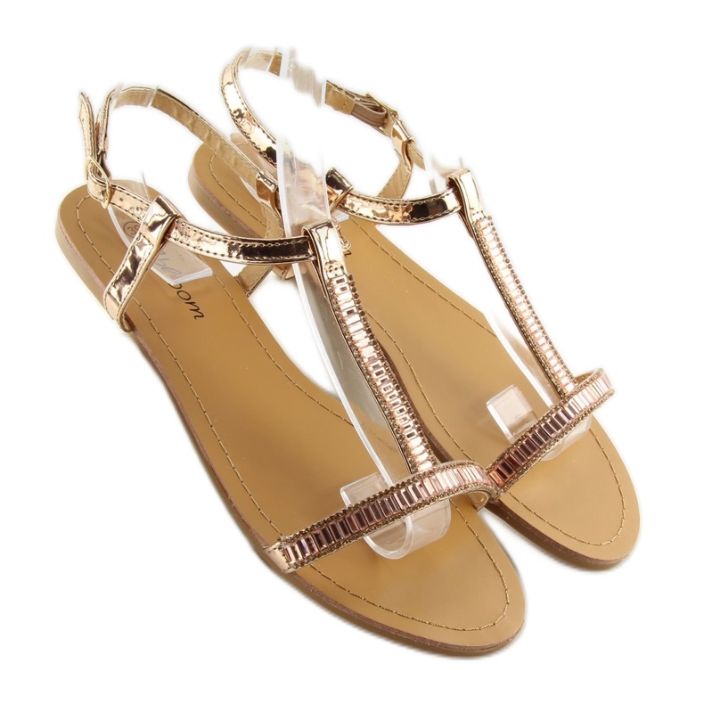 Sandali con zirconi rosa SY644 1