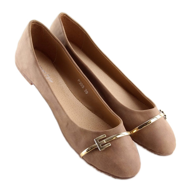 Ballerine da donna marroni P305 kaki marrone 1