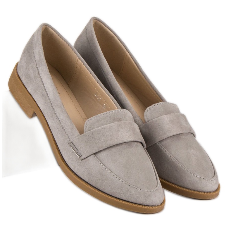 Small Swan Mocassini in camoscio grigio 1