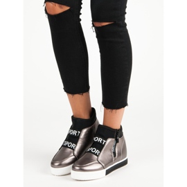 Sneakers in grafite con cerniera marrone grigio 1