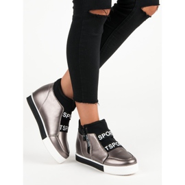 Sneakers in grafite con cerniera marrone grigio 2