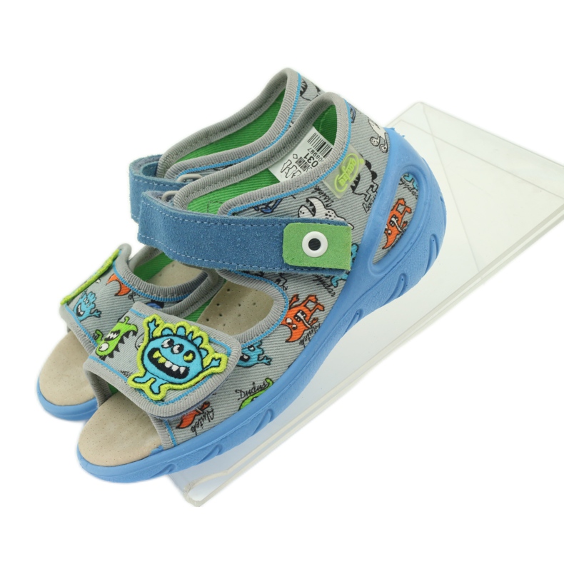 Sandali con inserto in pelle Befado 433P blu arancia grigio 4